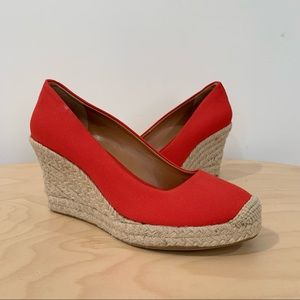 J. Crew Factory Seville Red Wedge Espadrilles